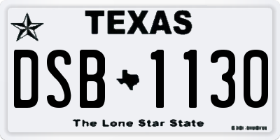 TX license plate DSB1130