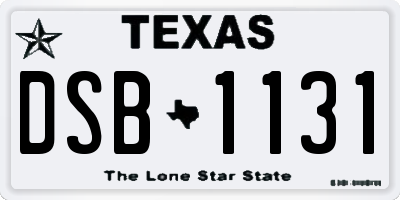 TX license plate DSB1131