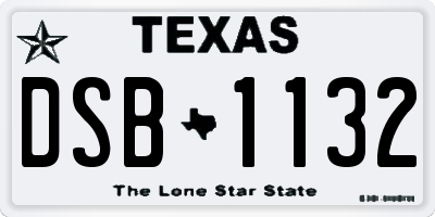 TX license plate DSB1132