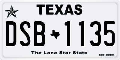 TX license plate DSB1135