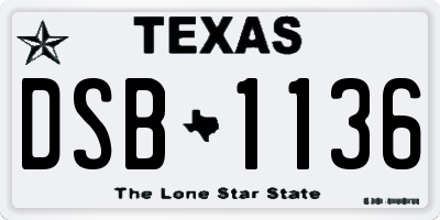 TX license plate DSB1136