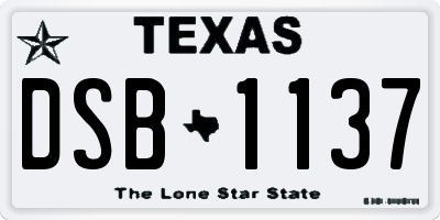 TX license plate DSB1137
