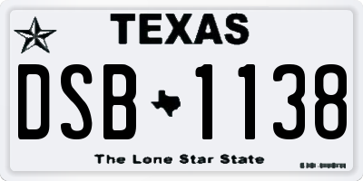 TX license plate DSB1138