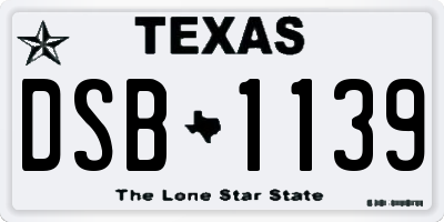 TX license plate DSB1139