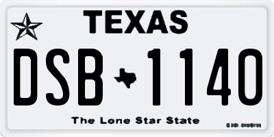 TX license plate DSB1140