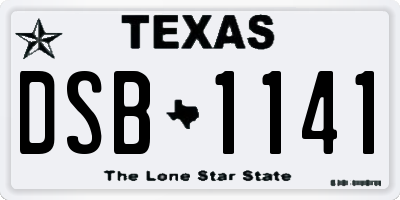 TX license plate DSB1141