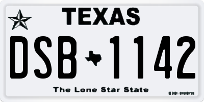 TX license plate DSB1142