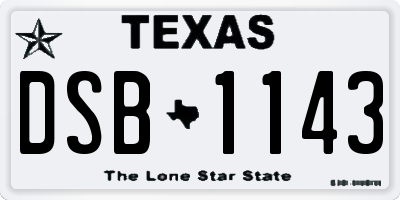 TX license plate DSB1143