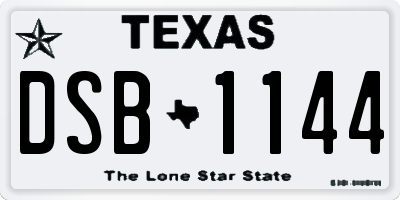 TX license plate DSB1144