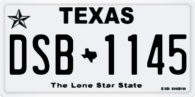 TX license plate DSB1145