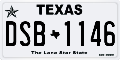 TX license plate DSB1146