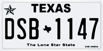 TX license plate DSB1147