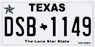TX license plate DSB1149