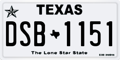 TX license plate DSB1151