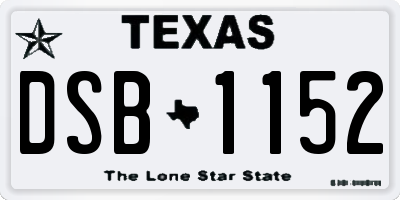 TX license plate DSB1152