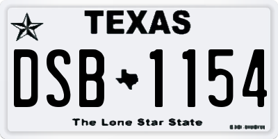 TX license plate DSB1154