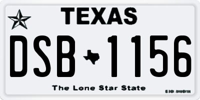 TX license plate DSB1156