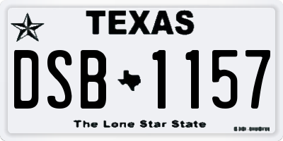 TX license plate DSB1157