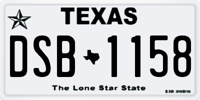 TX license plate DSB1158
