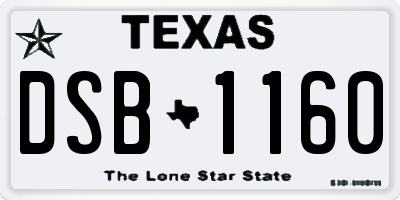 TX license plate DSB1160