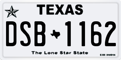 TX license plate DSB1162