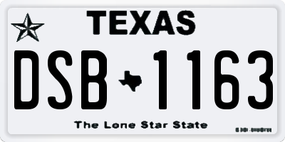 TX license plate DSB1163