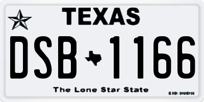 TX license plate DSB1166