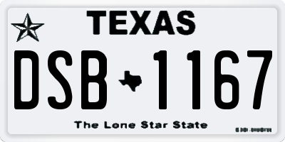 TX license plate DSB1167
