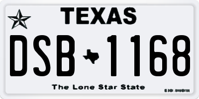 TX license plate DSB1168