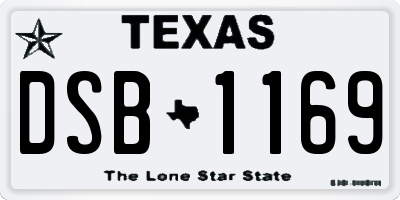 TX license plate DSB1169