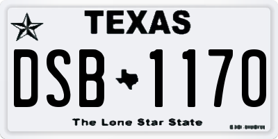 TX license plate DSB1170