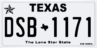 TX license plate DSB1171