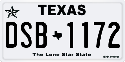 TX license plate DSB1172