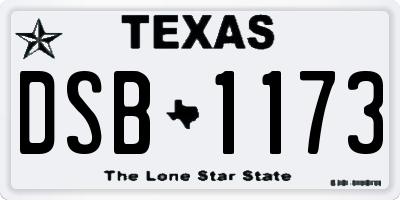 TX license plate DSB1173