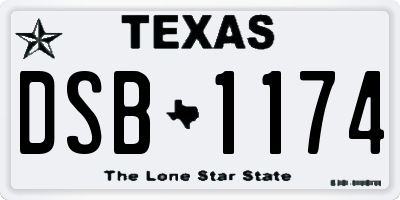 TX license plate DSB1174