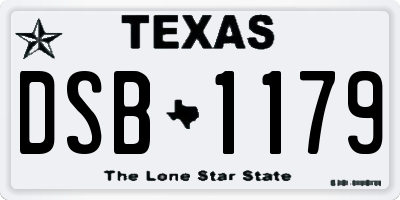 TX license plate DSB1179