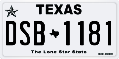 TX license plate DSB1181