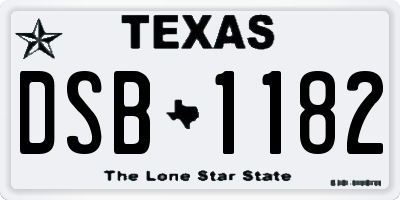 TX license plate DSB1182