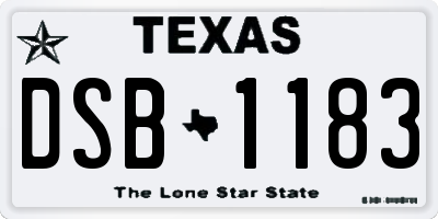 TX license plate DSB1183