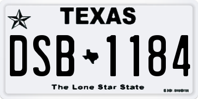 TX license plate DSB1184