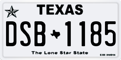 TX license plate DSB1185