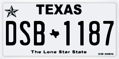 TX license plate DSB1187