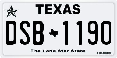 TX license plate DSB1190