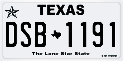 TX license plate DSB1191