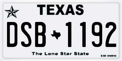 TX license plate DSB1192