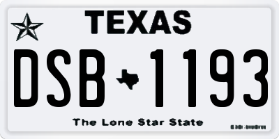 TX license plate DSB1193