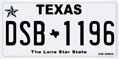 TX license plate DSB1196