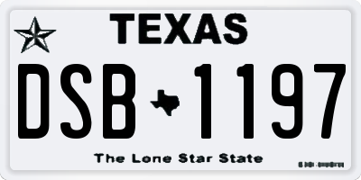 TX license plate DSB1197