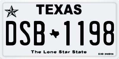 TX license plate DSB1198