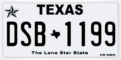 TX license plate DSB1199